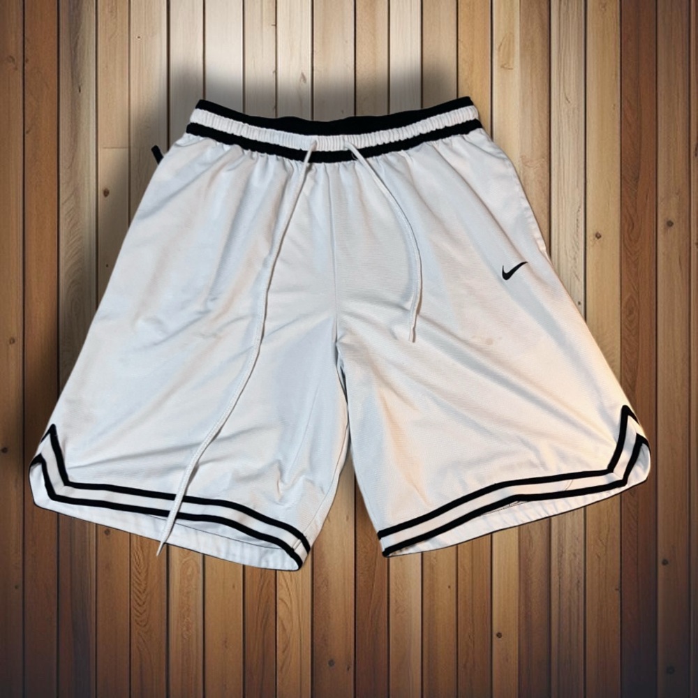 Nike Dri-FIT White Basketball Shorts XL Black Trim Mesh Athletic Gym Running